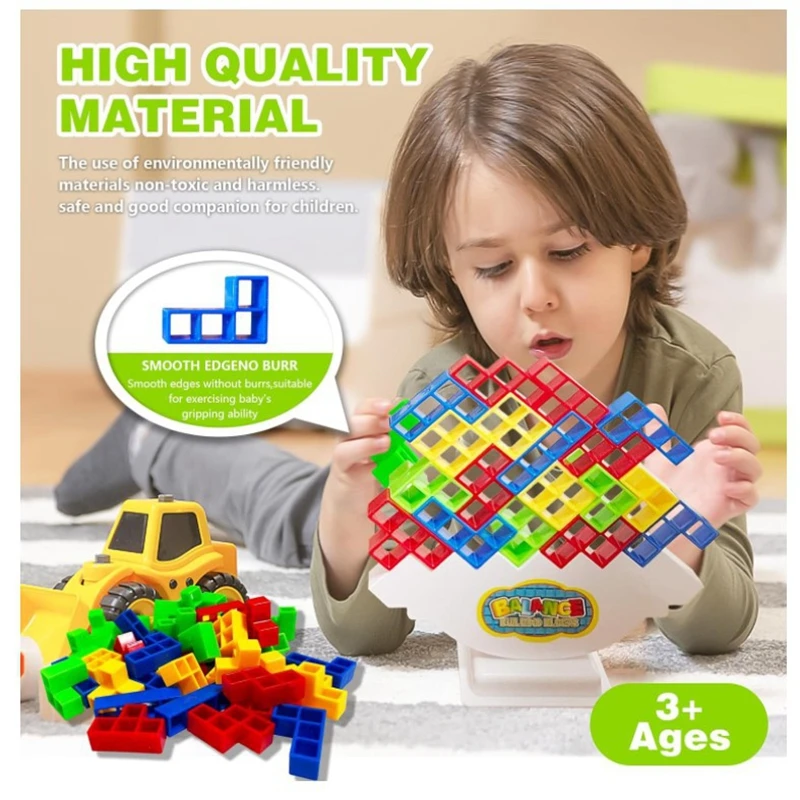 16-48pcs Kids Balance Toys Stacked Tower Board Games Stacking Building Blocks DIY Assembly Educational Toy for Children Boy Gift