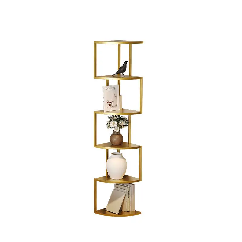 Nordic corner wrought iron bookcase floor-to-ceiling integrated wall creative living room bookshelf multi-layer household shelf