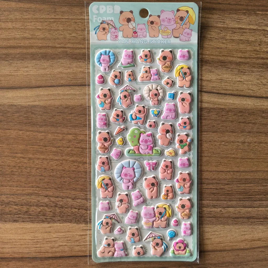 4 أوراق CPBB ملصقات رغوة الدب والخنزير اللطيفة - شارات كرتونية رائعة للحرف اليدوية وأجهزة الكمبيوتر المحمولة وديكور الهدايا متجر AnimeWorlds