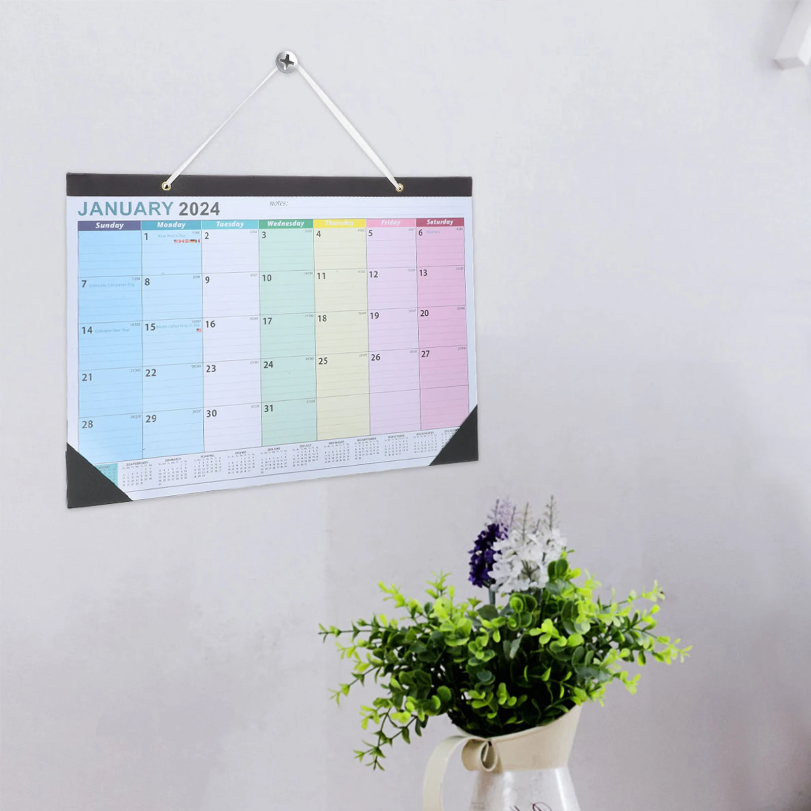 

2024 Wall Agenda Calendar Planner Clear Printing Home Office School Decorative Schedule Monthly Agenda English
