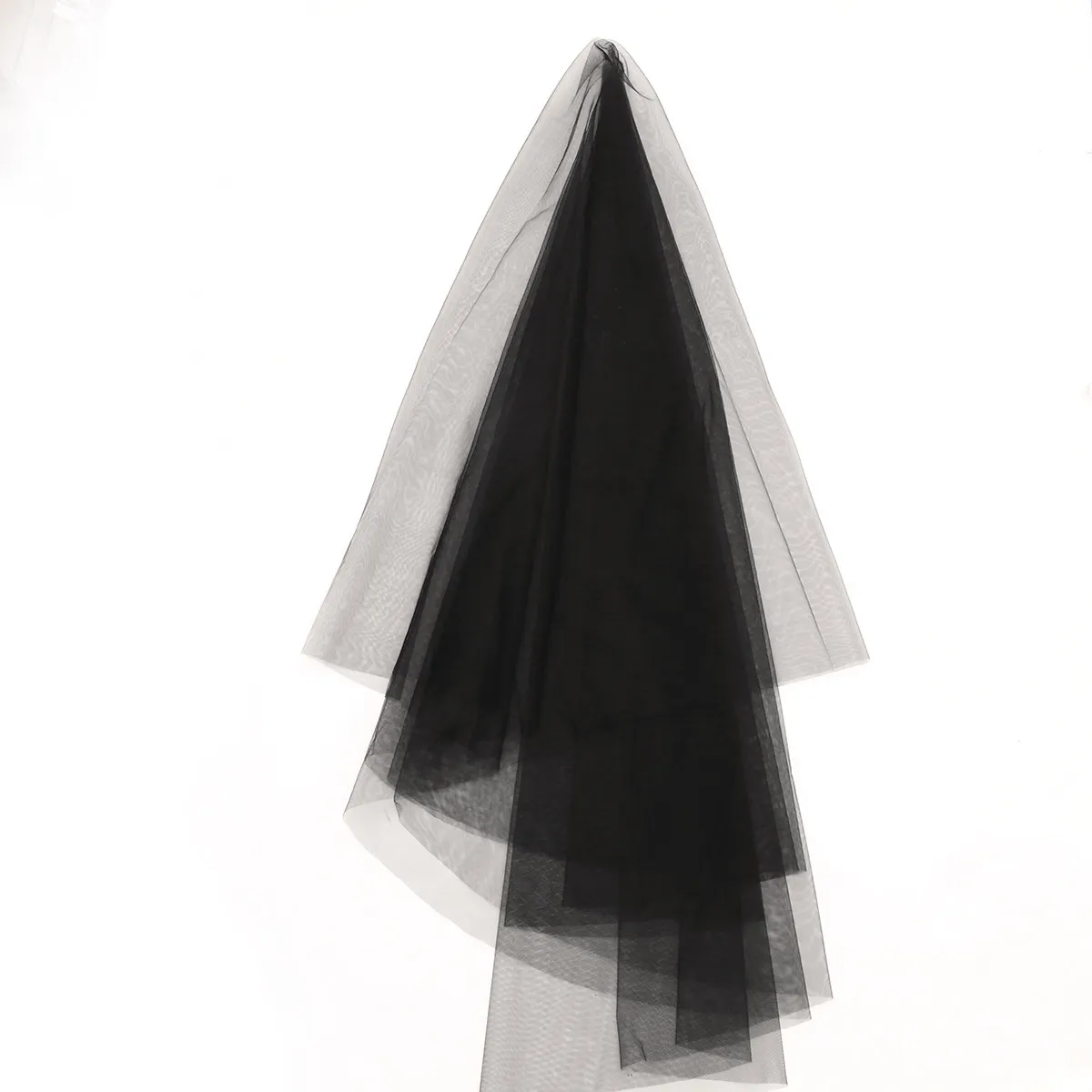 Black Wedding Veil Single Layer Soft Tulle Bridal Veil Romantic Style for Photography Cosplay Bride Accessories