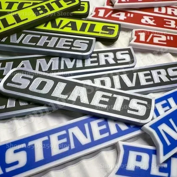 

2025 New 12 Pack Magnetic Toolbox Labels 3D Printed Drawer Tag Stickers for Quick Identification of Tool Box Drawers