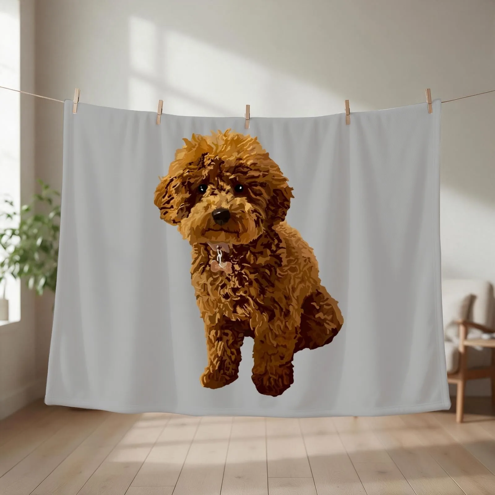 Ginger the Toy Poodle on Grey background Throw Blanket couch cozy soft plush fuzzy picnic outdoor blanket