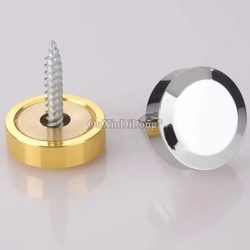 

European 200PCS Pure Brass Chrome Advertising Nails Acrylic Billboard Glass Mirror Nails Decorative Caps+Copper Ring+Screw+Shim