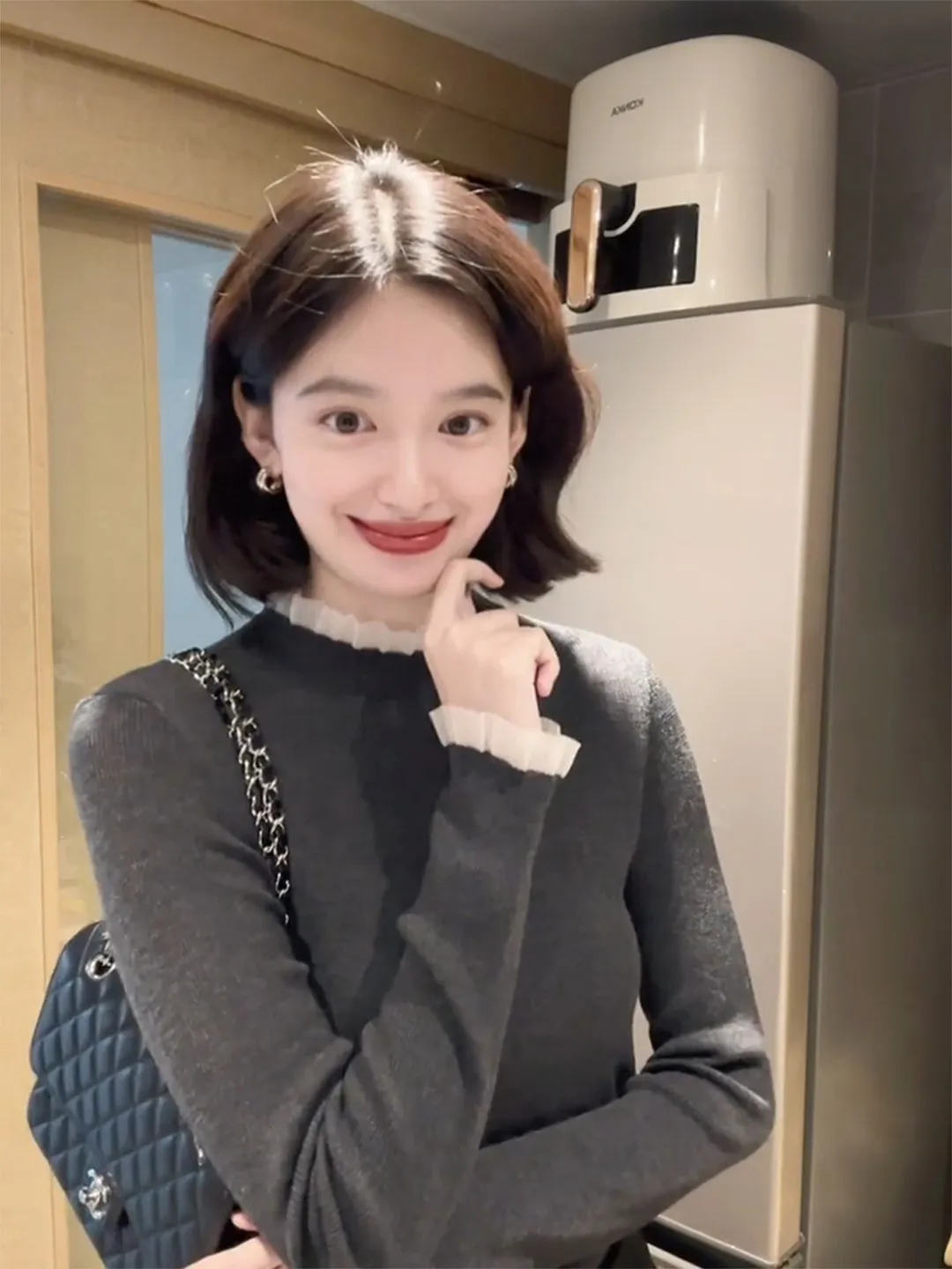 

ay Knitted Slim Fit f High Ne Base irt Women's Autumn Winter ort Svel Inner Wear Floral Top