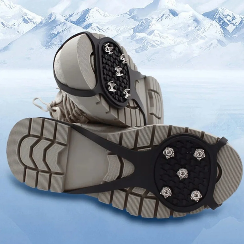 1 Pair New 5/8 Teeth Ice Gripper Spike Universal Anti-Slip Spike Grips Cleats Spike Shoes Crampons For Shoes
