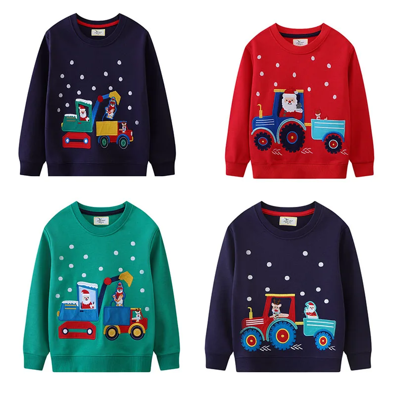 

Jumping Meters 2-7T Christmas Embroidery Girl Sweatshirts For Autumn Spring Long Sleeve Baby Clothing Toddler Hooded Kids Shirts