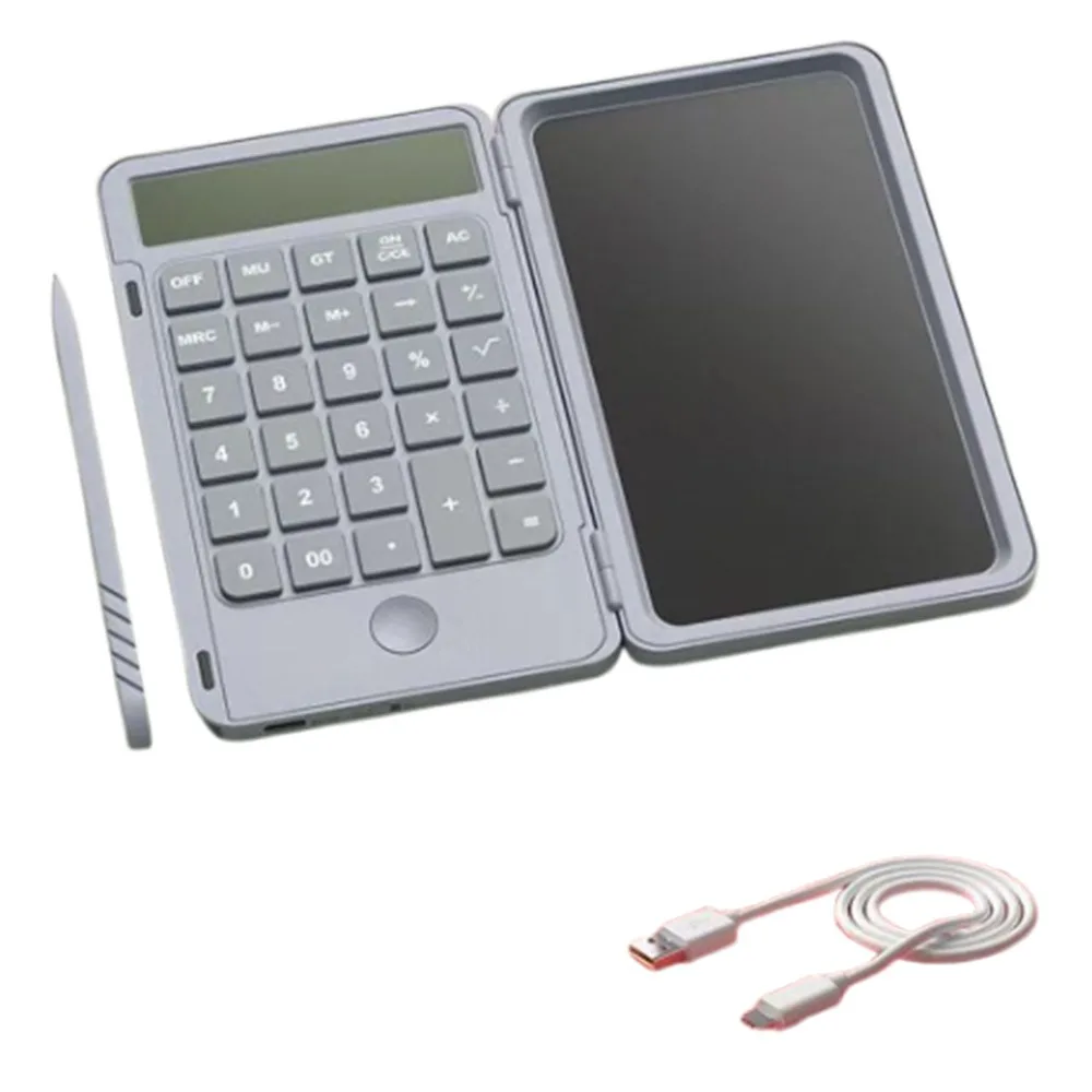 2in1 Scientific Calculator Large Screen Display Erasable Office LCD Drawing Pad Foldable Rechargeable Digital Writing Tablet