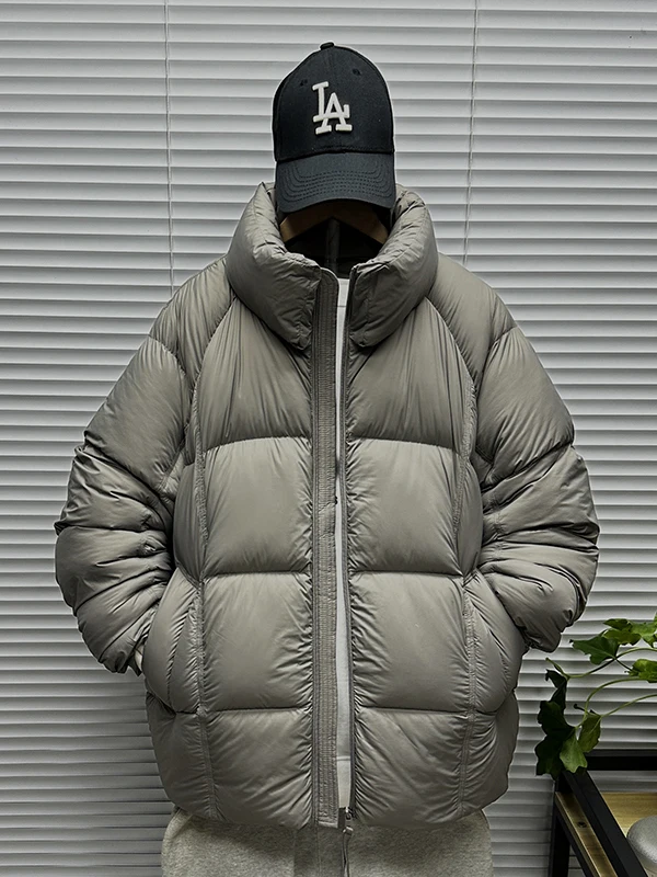 

Men's Thiened 90 down Feather Jaet Casual Loose ort Sle Bread Coat Warm Ci Leisure Daily Commute Polyester Fiber