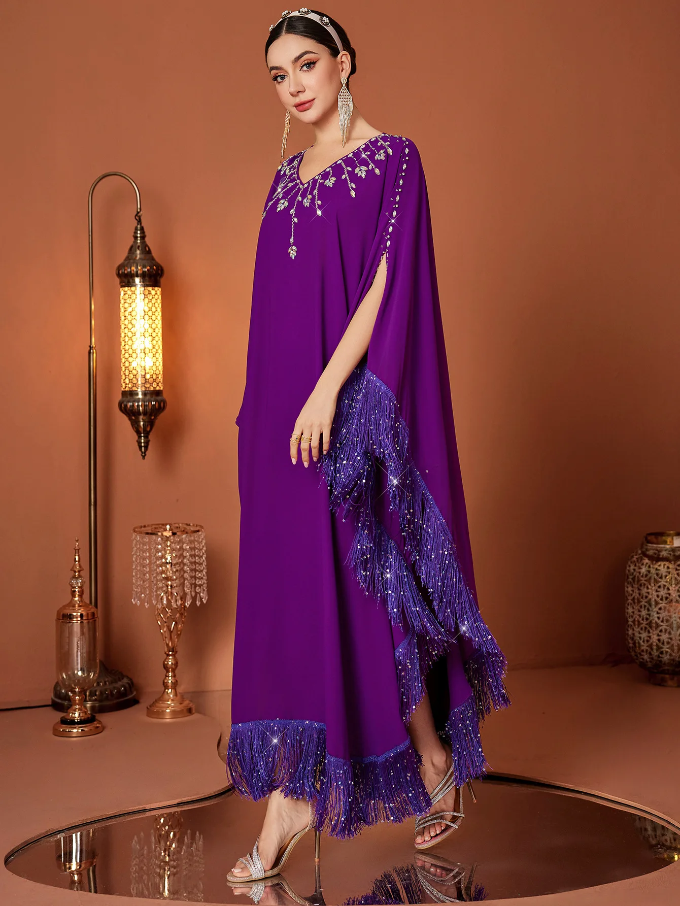 Eid Muslim Dress Women Abaya Bat Sleeve Tassel Long Dresses Vestidos Largos Party Caftan Jalabiya Ramadan Dubai Arab Robe 2025