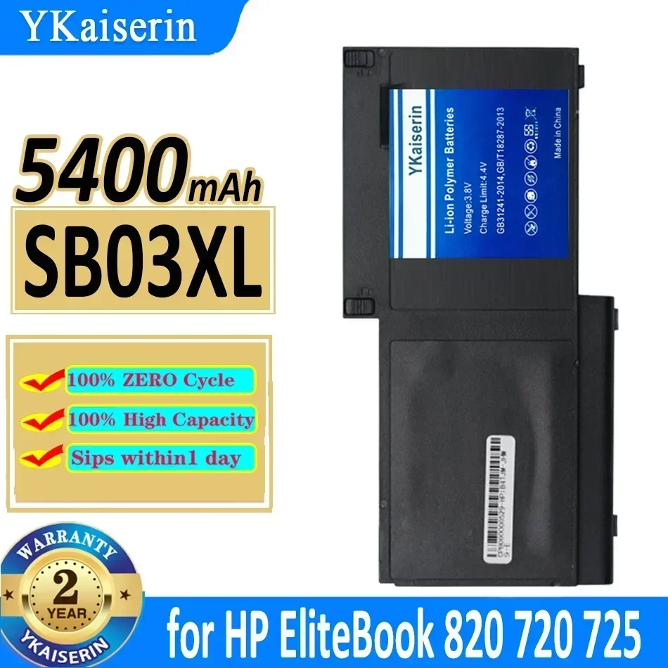 

5400mAh YKaiserin SB03XL Battery for HP EliteBook 820 720 725 G1 G2 HSTNN-IB4T 716726-1C1 HSTNN-LB4T SB03046XL 717378-001 + NO