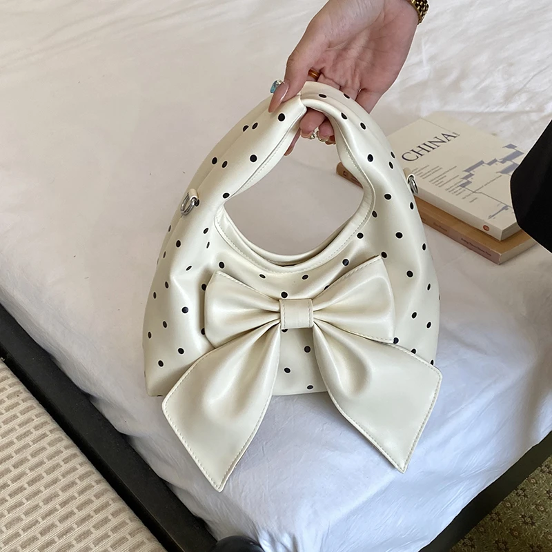 

Hot Sale Women's Bag Trend Brand Y2k Polka Dot Handbag Cute Bow Clutch Bag Ladies Versatile Single Shoulder Crossbody Small Bag