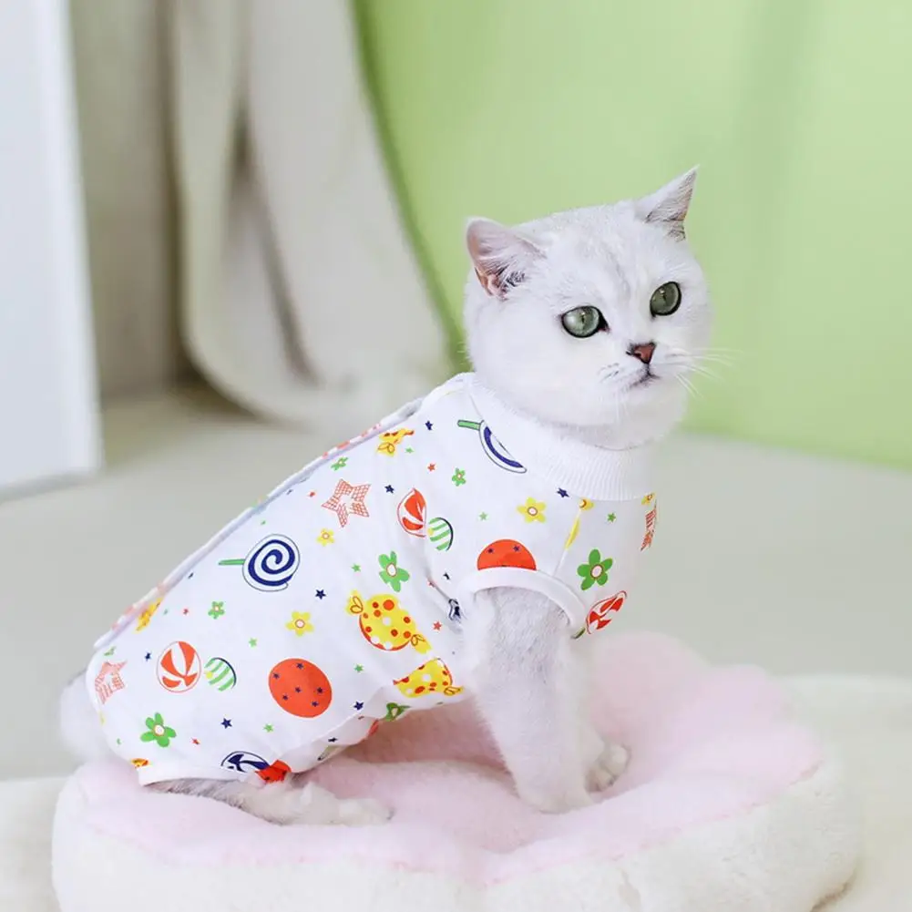 Restraint-free Cat Clothing Cartoon Pattern Neutering Suit for Female Cats Small Dogs Anti-licking for Weaning for Female