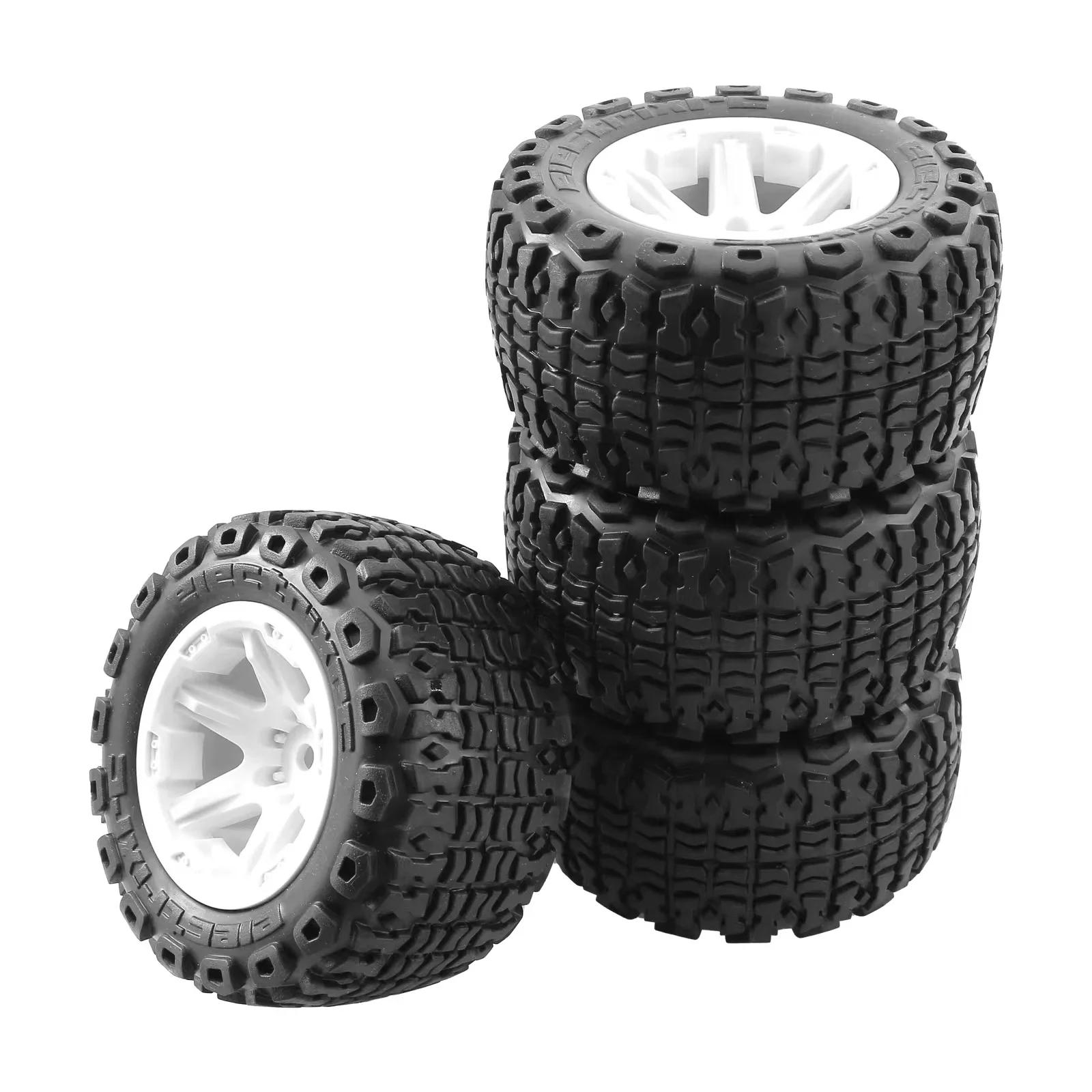 4pcs 104mm Diameter Rubber Wheel Tire Tyre With 12mm Hex For 1/16 MJX H16 16207 RC Car Upgrade Parts16208 16209 16210