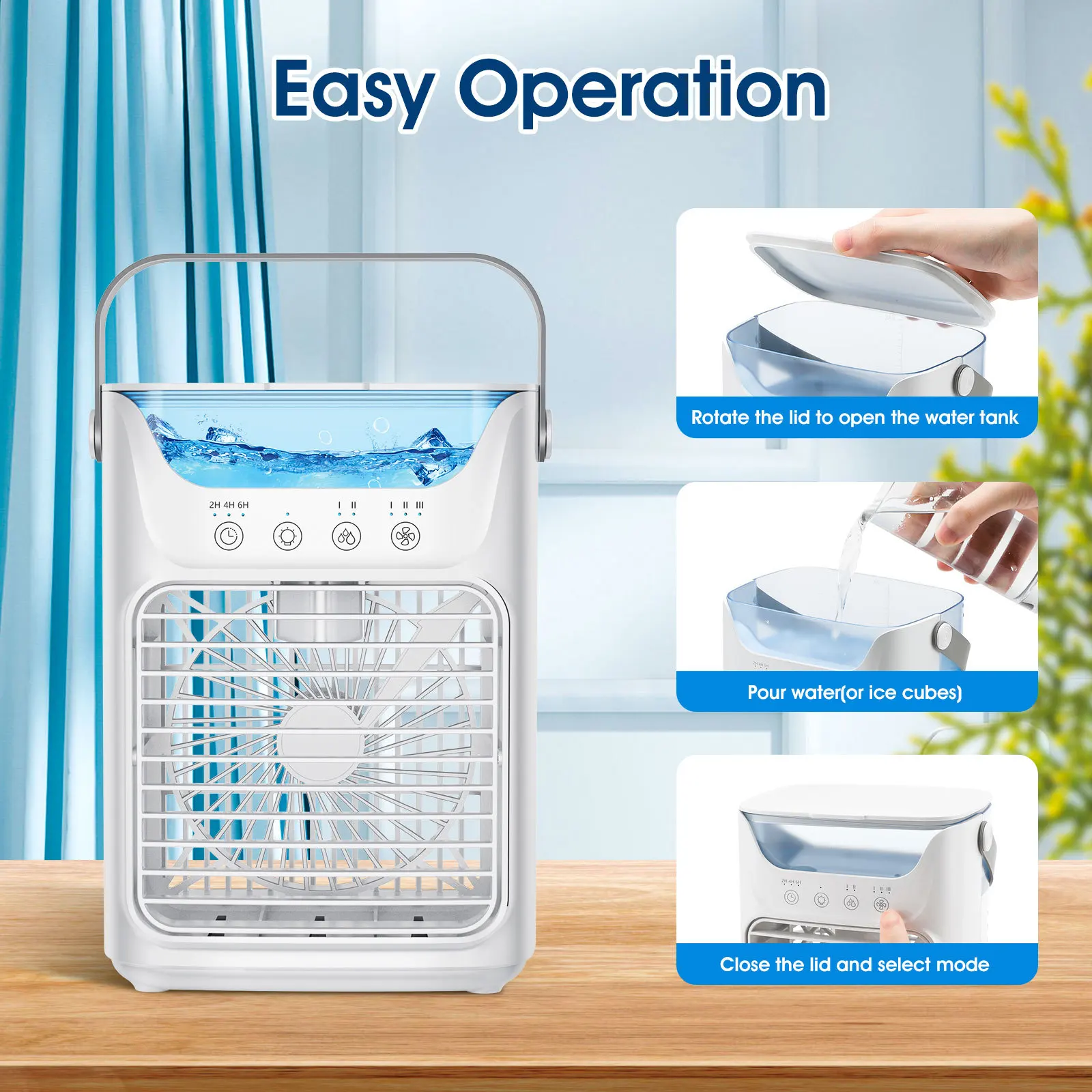 Mini Desktop Evaporative Air Cooler USB Powered Mist Humidification Fan Silent Adjustable Speed Small Cooling Device
