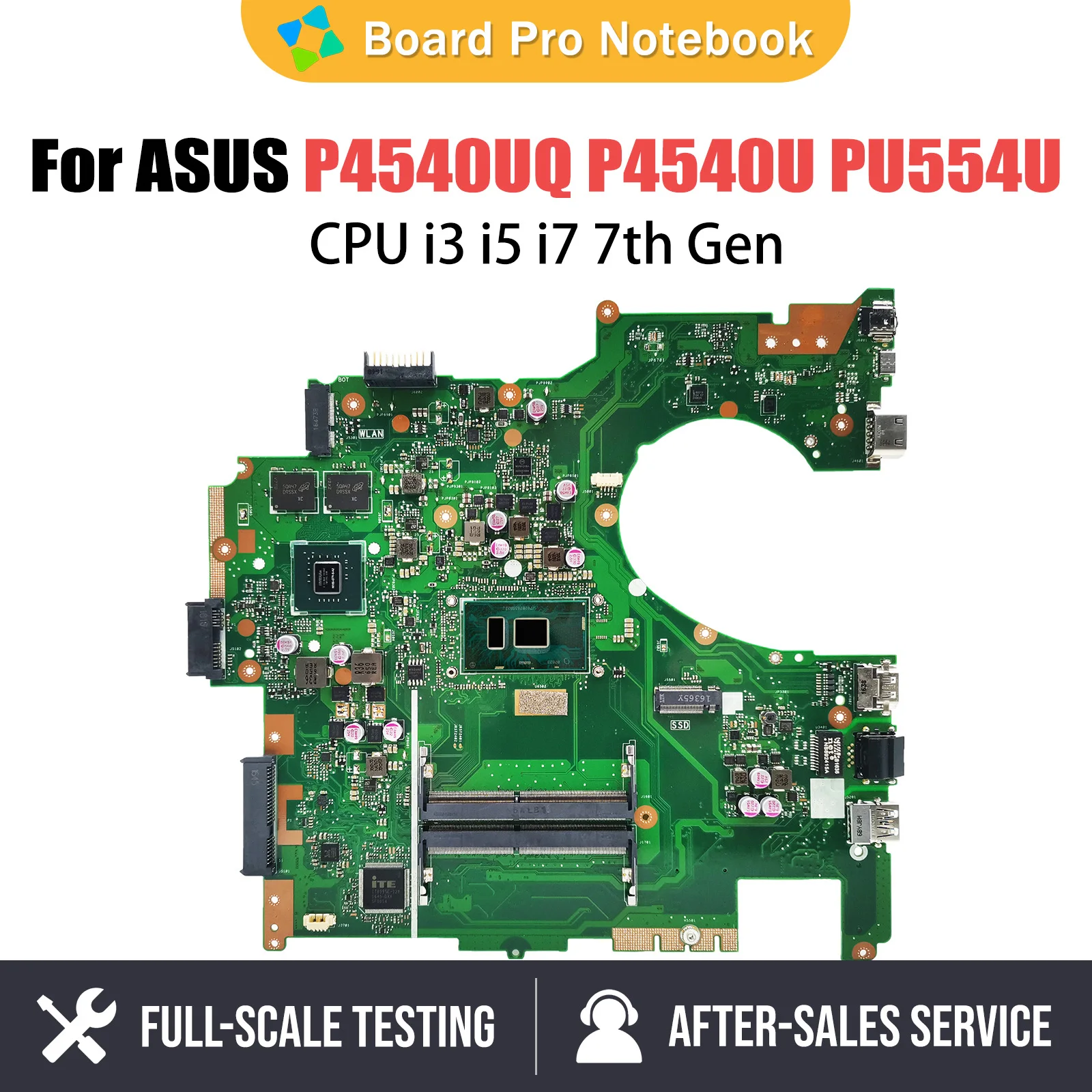 

P4540UQ Notebook Mainboard For ASUS PRO P4540U PU554U P454U Laptop Motherboard i3-7100U CPU 940MX