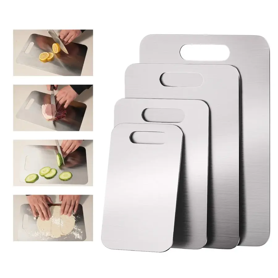 

Packs Stainless Steel Cutting Boards Set for Kitchen, 304 Steel Metal Chopping Boards for Meat, Fruits amp Break, NonSlip, Dishw