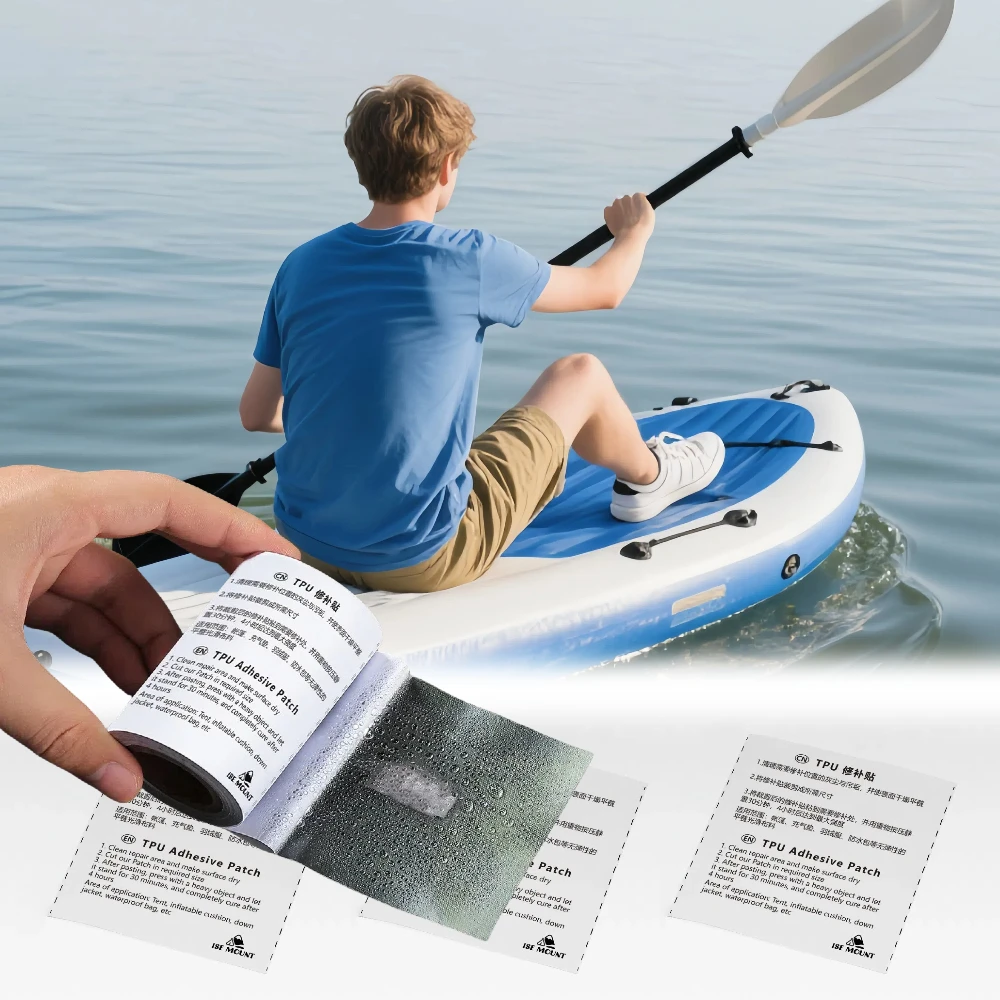 10 Stück selbstklebendes, wasserdichtes, transparentes, selbstklebendes TPU-Reparaturband, geeignet für die Reparatur von Zenten, Regenmänteln, Schwimmringen
