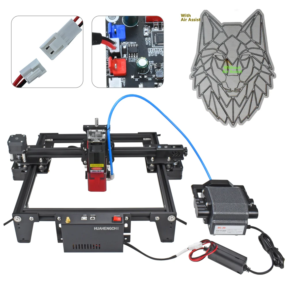 Air Compressor for CNC Laser Engraving Cutting Machines 12V 24V Air Assist Pump for Engraver Cutter Airflow 30L/Min