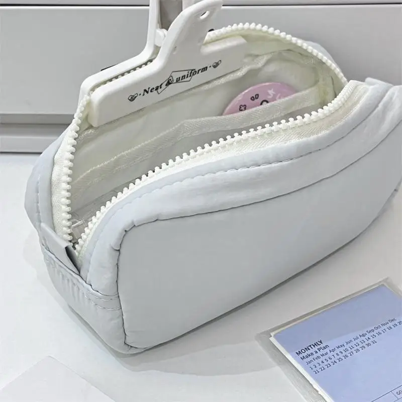 Simplicity Solid Color Pen Bag Zipper Large Capacity Pencil Case Portable Stationery Organizer Office Back To School-New