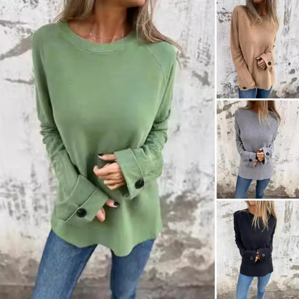 

Женская одежда, осень-зима 2024, новая однотонная футболка, повседневная плиссированная футболка с круглым вырезом, свободный повседневный пуловер с длинными рукавами, топы