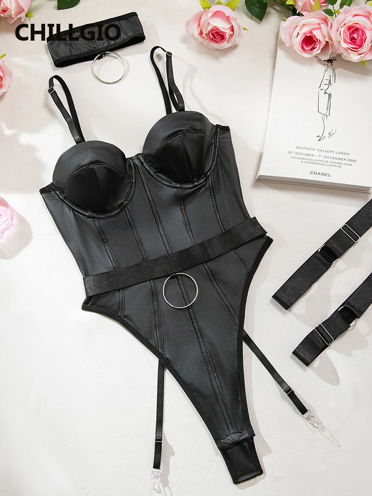 ملابس داخلية نسائية مثيرة من CHILLGIO ملابس داخلية مثيرة من الجلد الصناعي قطعة واحدة ملابس داخلية مزيج من الجلد الصناعي #1
