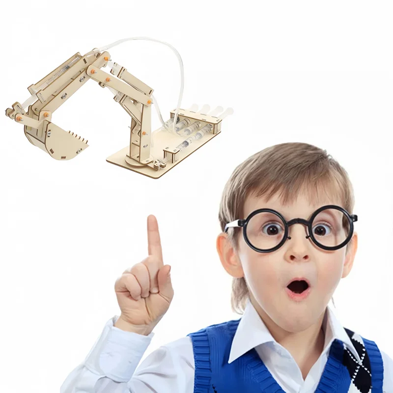 DIY Hydraulic Excavator Model STEM Kit for Kids - Physics Experimental Tool Educational Science Puzzle Toys School Supply