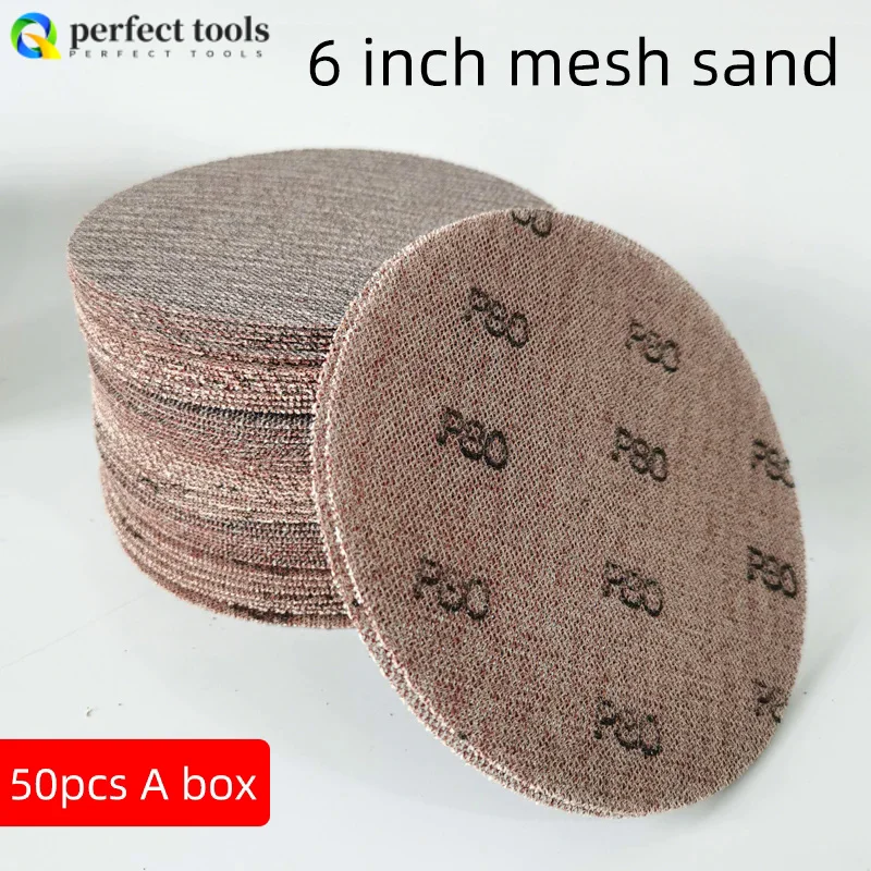 6 Inch 150MM Mesh Sanding Discs Hook & Loop Abrasive Dust Free Anti-Blocking Sharp Grinding Sandpaper for Car For Mirka