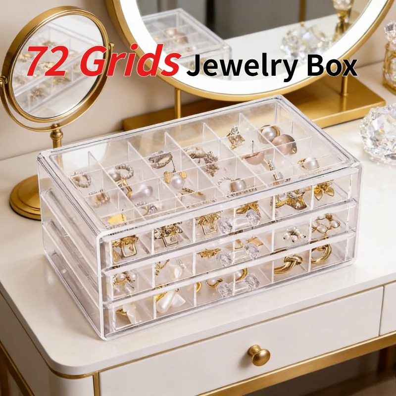 

Коробка для хранения сережек, шкатулка для украшений, прозрачная подставка для ювелирных изделий с 5 ящиками, с 120 маленькими ячейками для украшений.