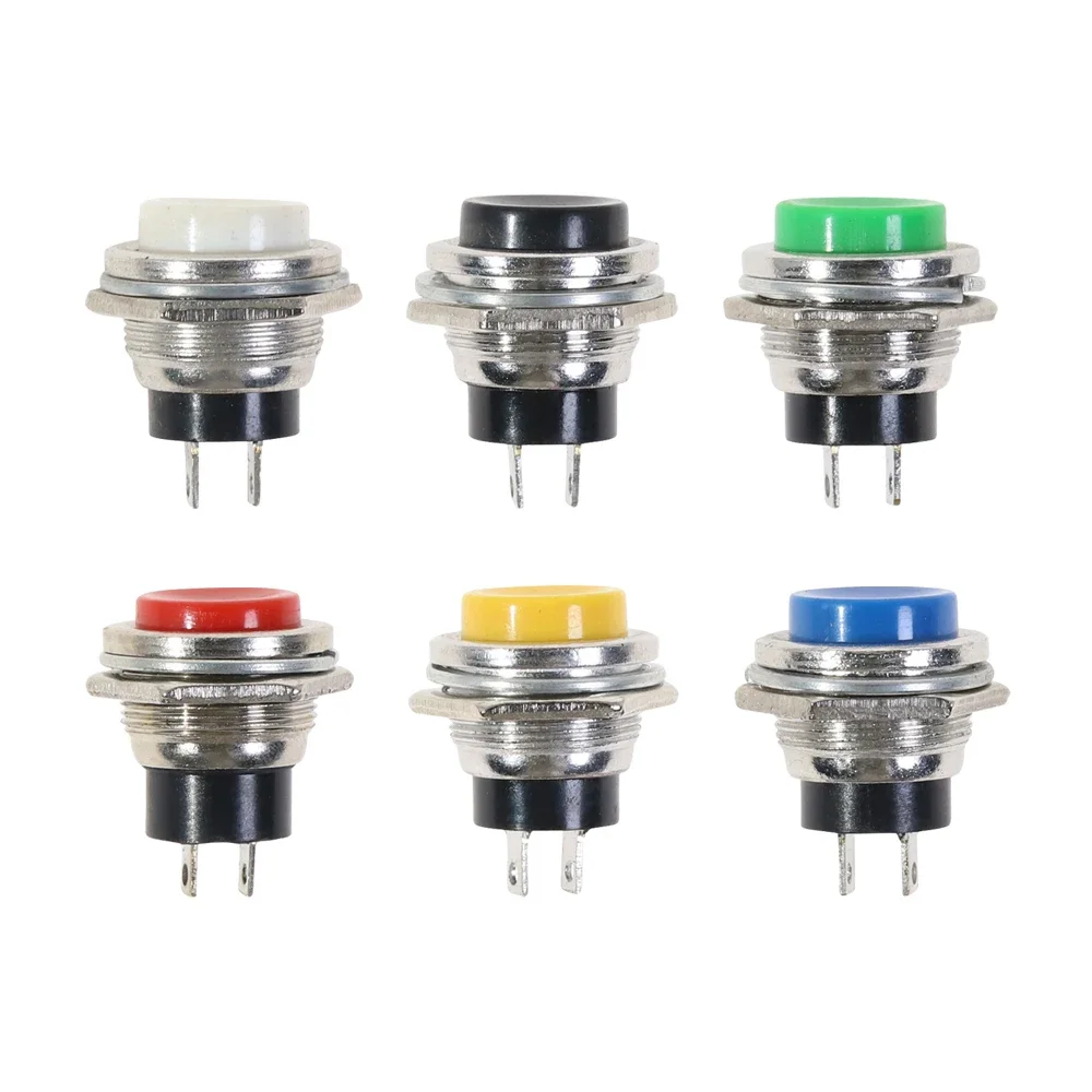 Momentary SPST NO Round  Push Button Switch 16mm Red/Yellow/Blue/Green/White 6A/125VAC 3A/250VAC