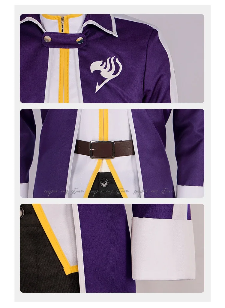 Gray Cosplay Anime Fairy Tail Gray Fullbuster Costumes Trench Pants Belt Uniform Wig Set Halloween Party Outfit for Men Women