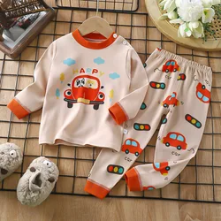 Boys Girls Pajama Sets Cartoon Print Long Sleeve Cute T-Shirt Tops with Pants Toddler Baby Spring Autumn Sleeping Clothes