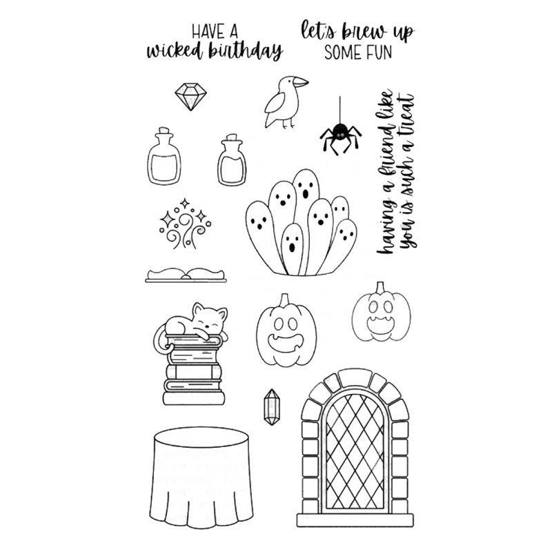 Witches Lair Tambahan Pada Halloween Agustus 2022 Baru Jelas Cap Scrapbooking untuk Pembuatan Kertas Mati Pemotongan Bingkai Kartu Kerajinan Persediaan