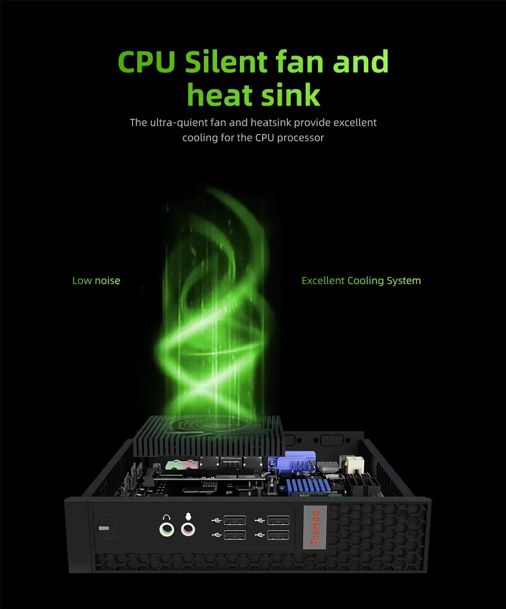 TexHoo Mini PC Intel Core I7 I5 I3 Dual Band WiFi5 BT4.2 RAM 8GB SSD SATA 256G 512GB Desktop 특가 미니pc Gaming Computer 8USB ports