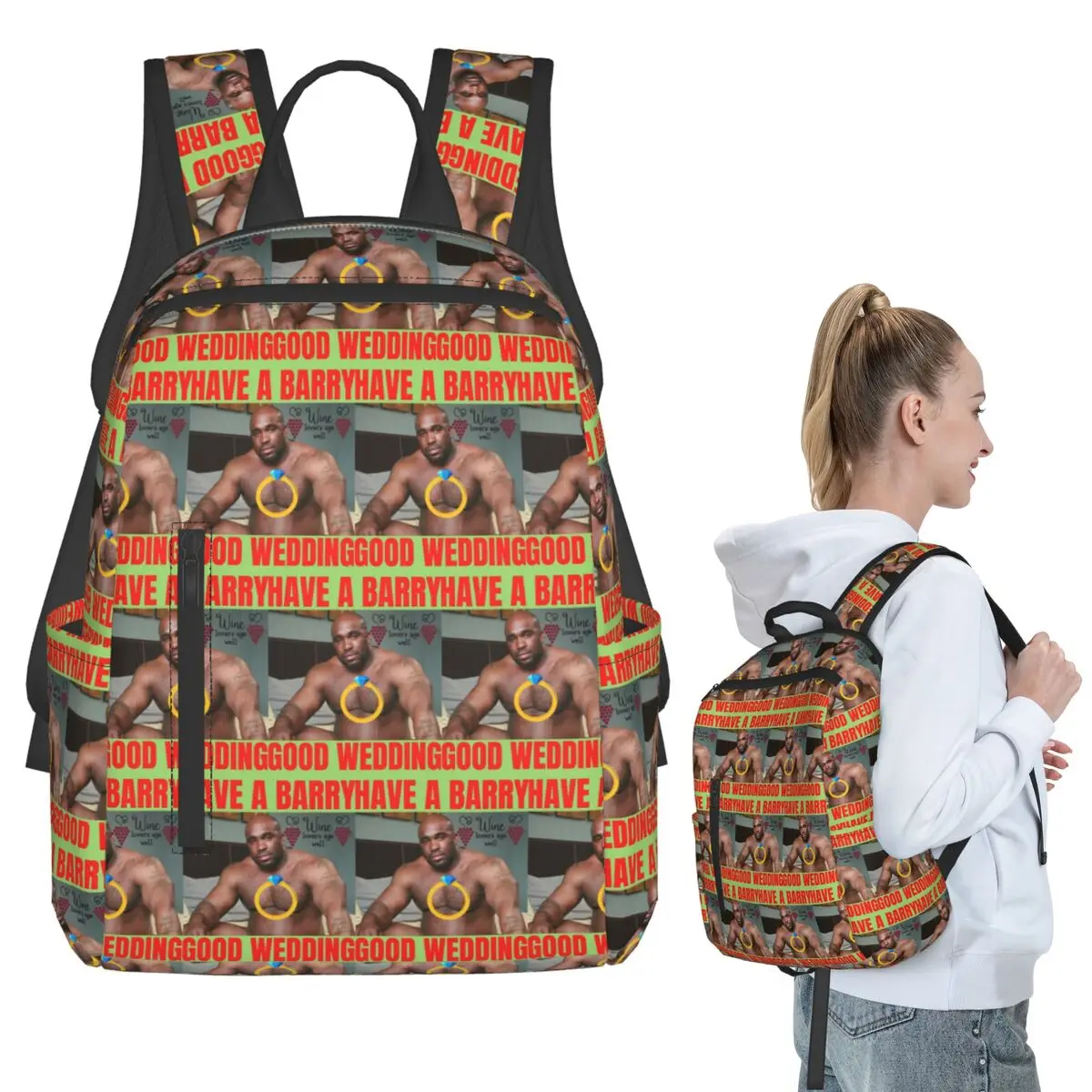 Mochila Big Dick Black Guy Meme Barry Wood para estudantes, bolsa escolar para crianças, bolsa de ombro para computador, meninos e meninas