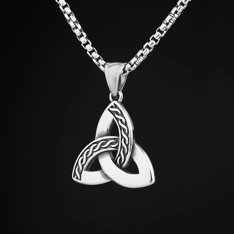 Vintage 2024 Fashion New Cool Men's Viking Celtic Knot Pendant Necklace For Man Women 316L Stainless Steel Anel Couple Gift