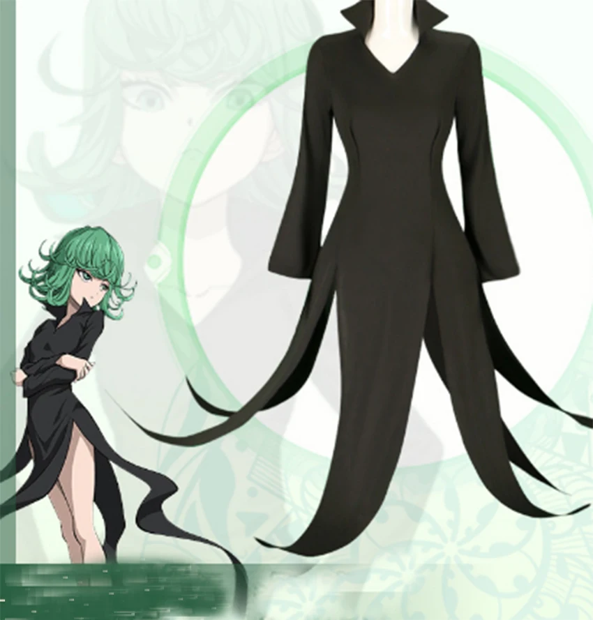 

Anime Tornado of Terror Senritsu No Tatsumaki Cosplay Costume Wig Black Dress Women Girl Outfit Halloween Disguise Child Adult
