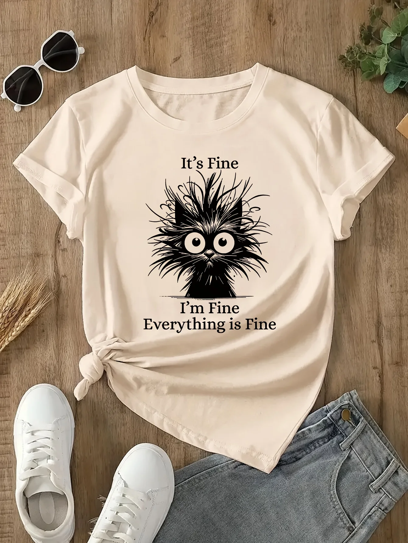 

Дышащая женская забавная саркастичная футболка с рисунком кота, светло-голубая повседневная летняя уличная одежда в стиле Харадзюку с короткими рукавами, футболки