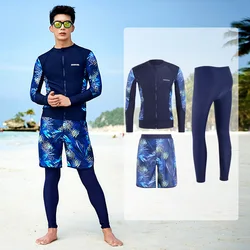 Traje de baño de 3 piezas para hombre, conjunto completo de camisa de secado rápido UV/fps, Leggings y bañadores, traje de baño de Surf acuático, chándal