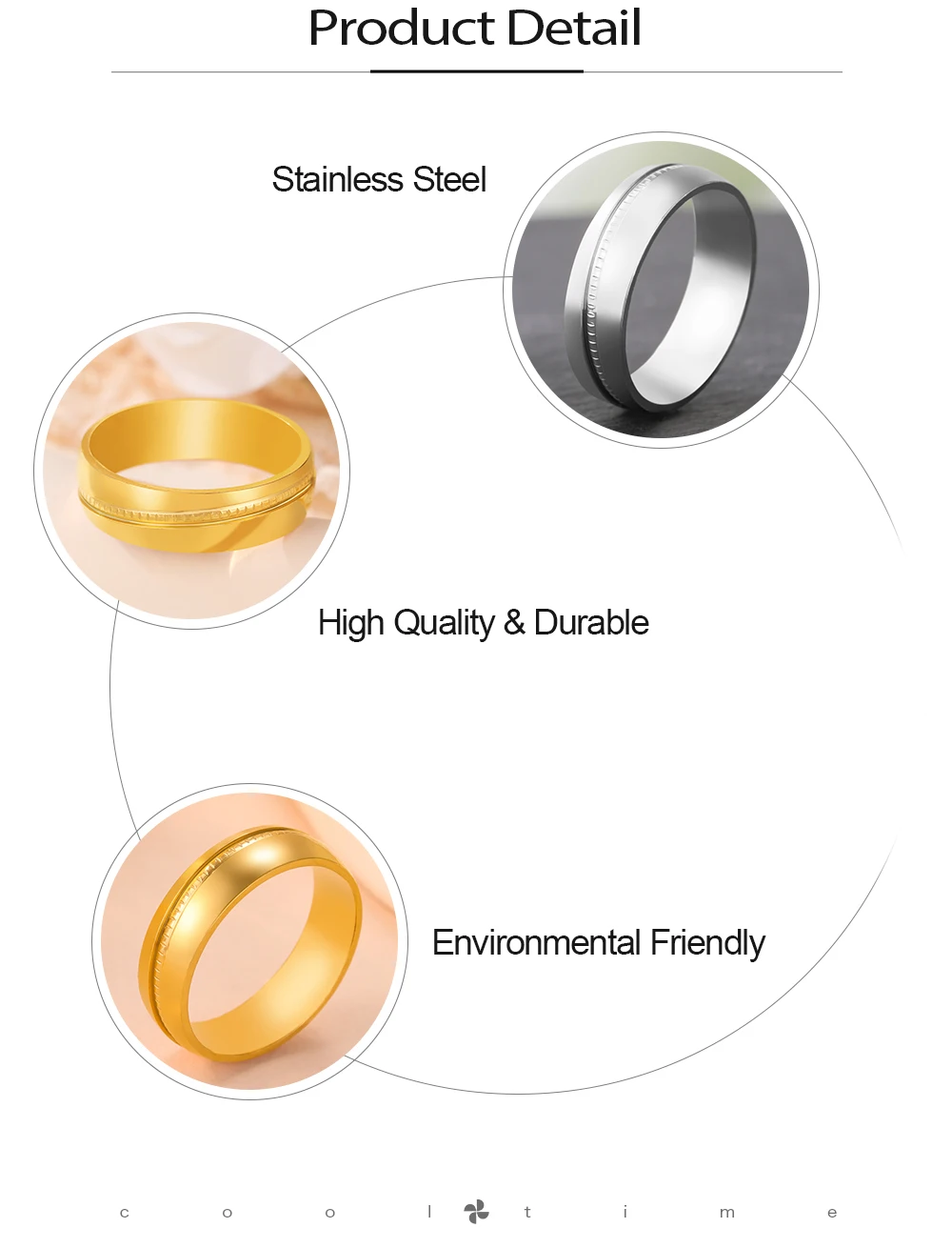 COOLTIME 6MM Breite Minimalistischen Runde Ring Edelstahl Männer Einfache Hochzeit Band Ringe Schmuck Großhandel – Detail 5