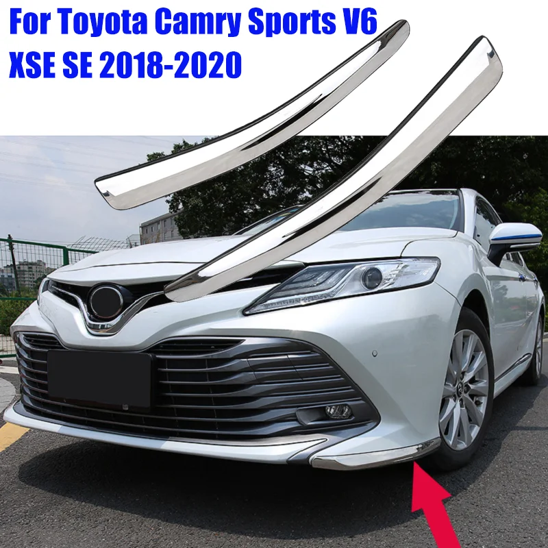 

For Toyota Camry Sports V6 XSE SE 2020-2018 Stainless Steel Car Front Bumper Front Lip Corner Cover Trim Protection Strips