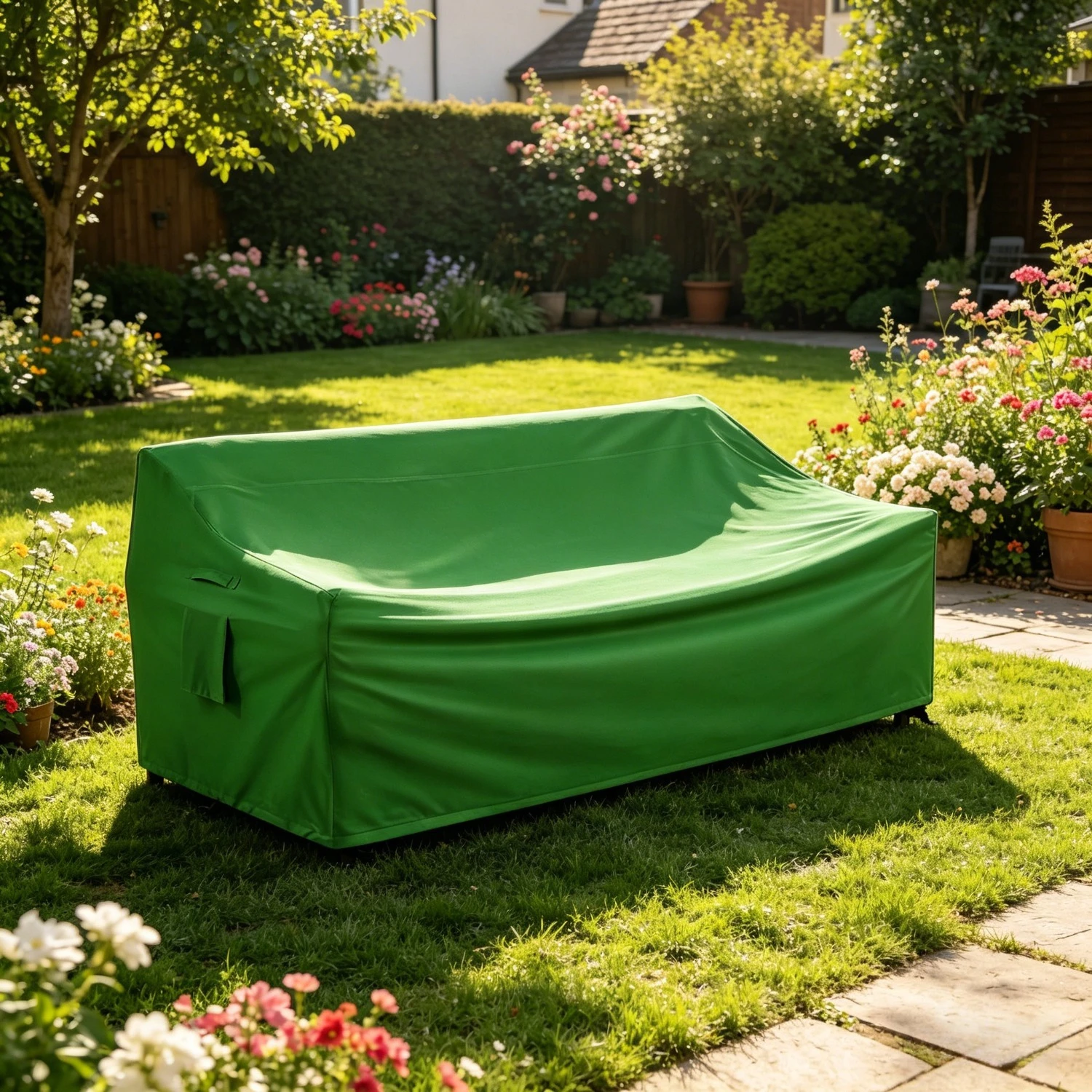 Green Patio Sofa Cover Waterproof UV Resistant Dustproof Heavy Duty Outdoor Garden Loveseat Bench Cover All Weather Patio Furnit