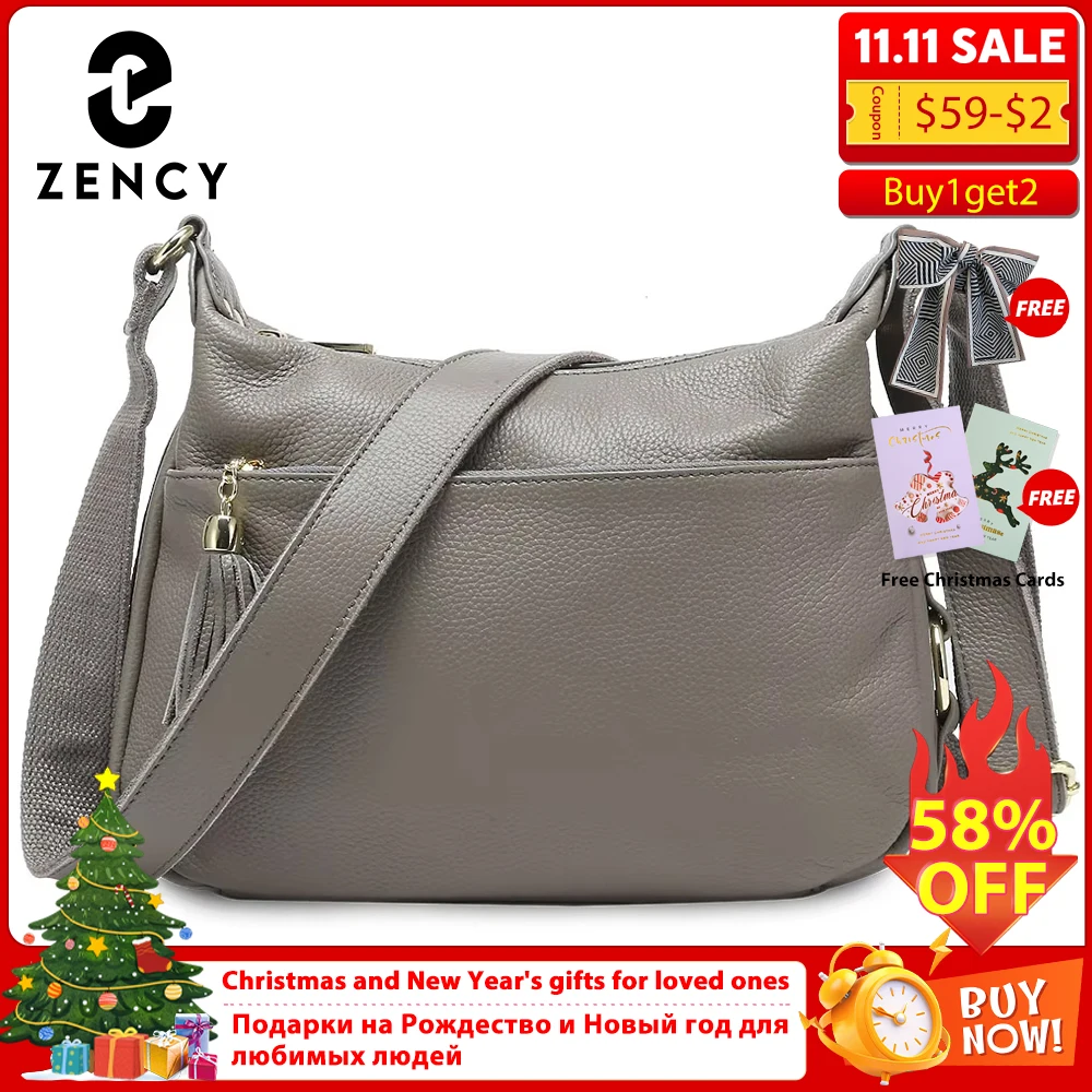 

Zency 100% натуральная кожа модная женская сумка через плечо с кисточкой высокого качества вместительные элегантные женские сумки через плечо черный серый