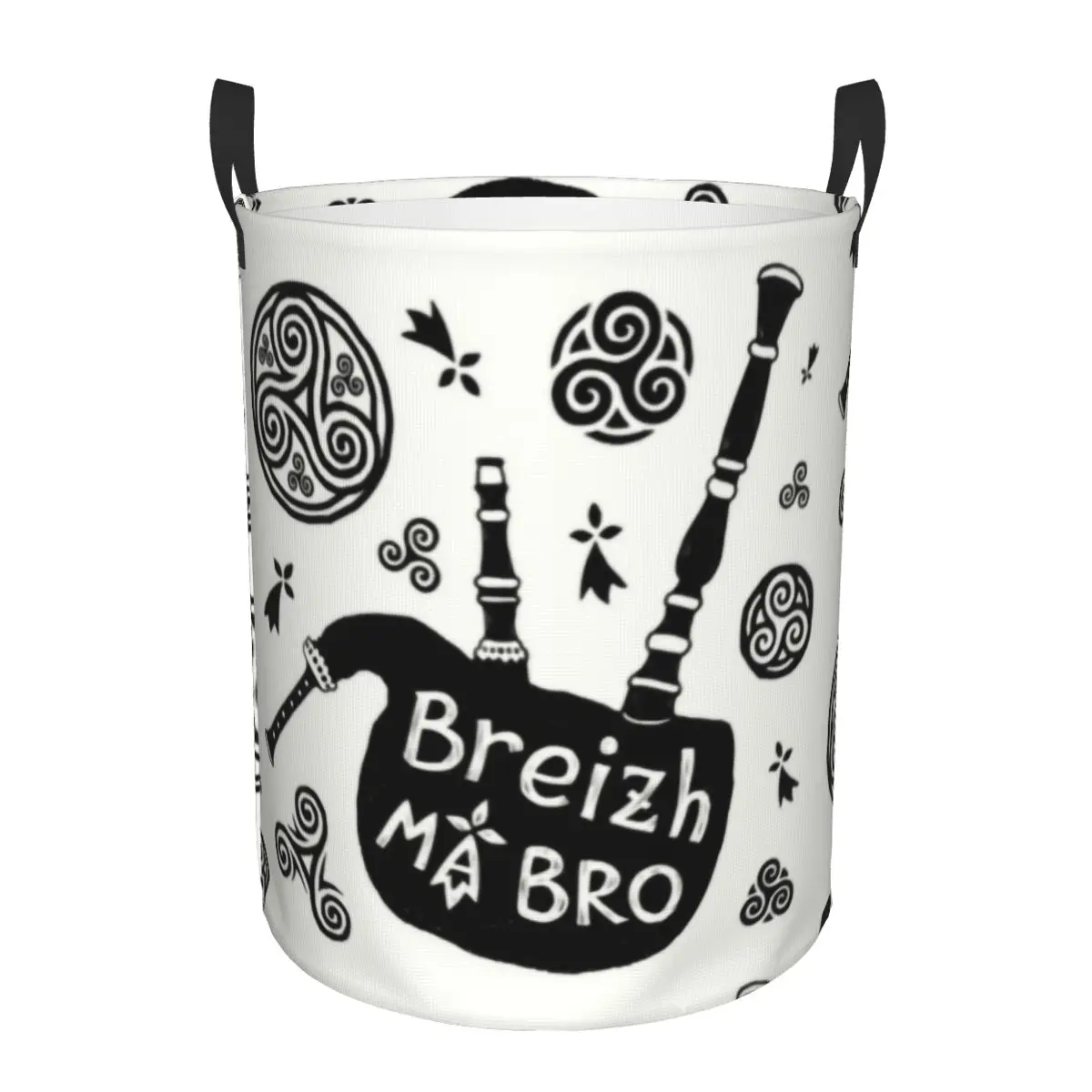 

Breizh Ma Bro Laundry Basket Collapsible Brittany Breton Ermine Triskeles Clothes Toy Hamper Storage Bin for Kids Nursery