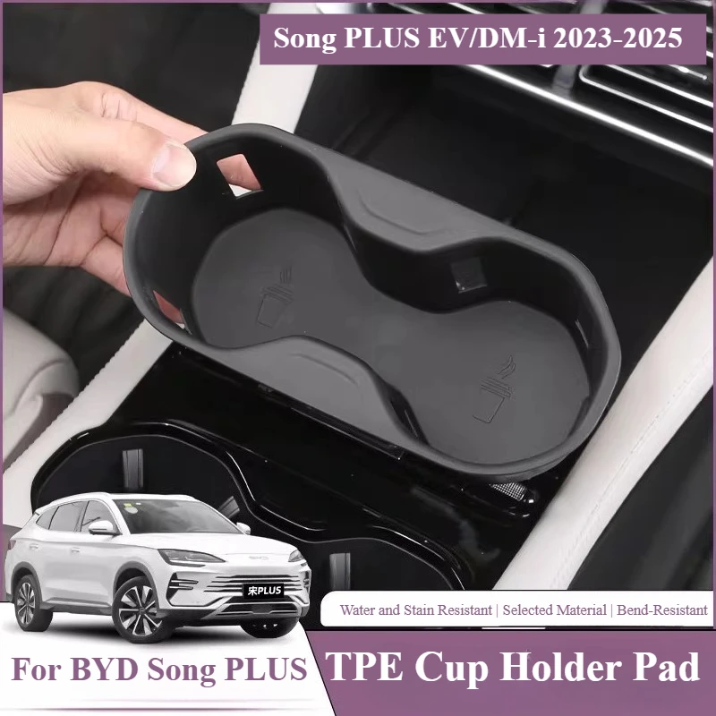 

For BYD Song Plus DMI EV Seal U Sealion 6 2023-2025 TPE Cup Holder Pad Waterproof Car Cup Holder Mat
