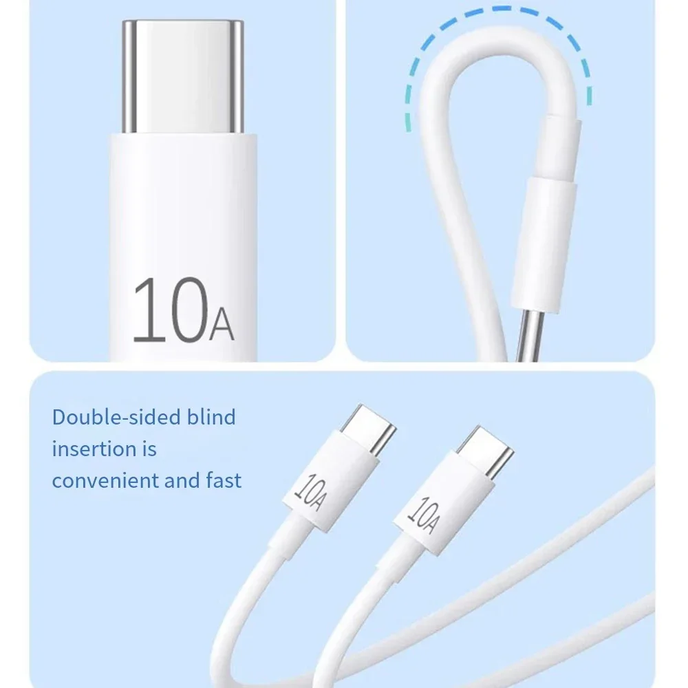 Xiaomi 120W 10A Fast Charger Cable Type C To Type C Fast Charging Cable For iPhone 15 Pro Max High-speed Data Transfer Wire Cord