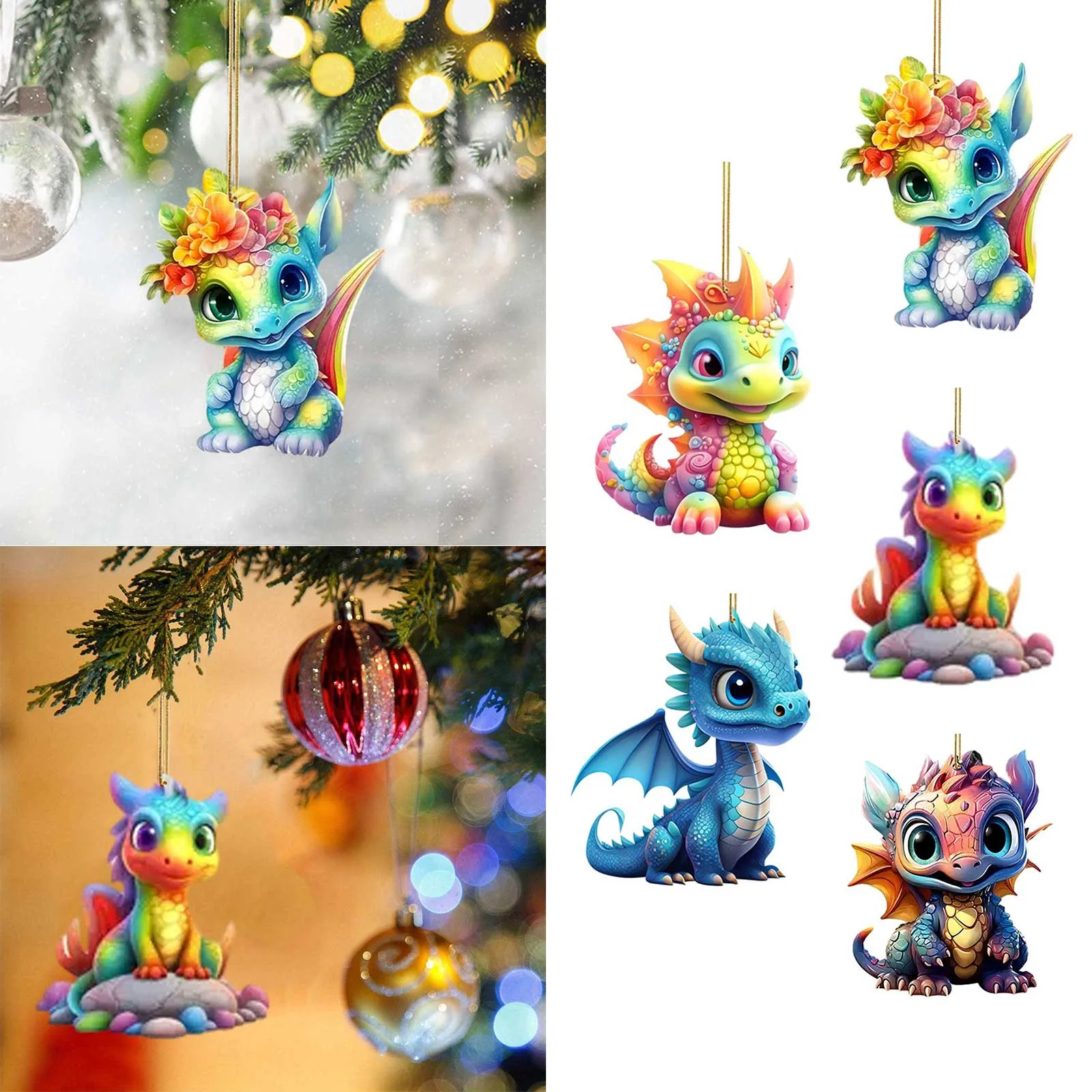 Christmas Dragon Baby Decoration Acrylic Christmas Hanging Ornament Christmas Tree Hanging Navidad 2023 Ornament Pendant Toys