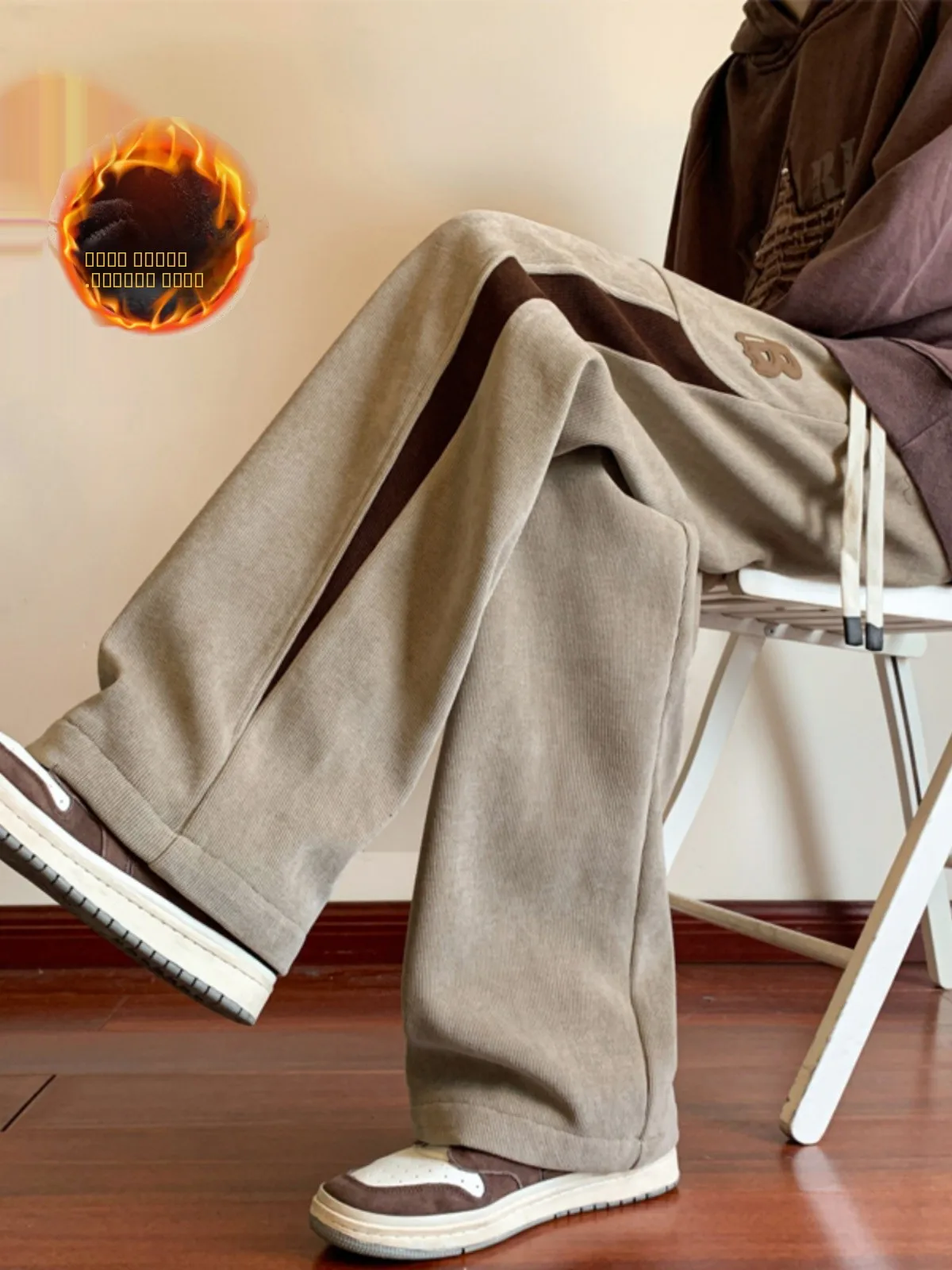 

Мужские вельветовые брюки на флисовой подкладке, утепленные, свободные, повседневные, широкие, длинные, в американском стиле, прямые, для уличной моды