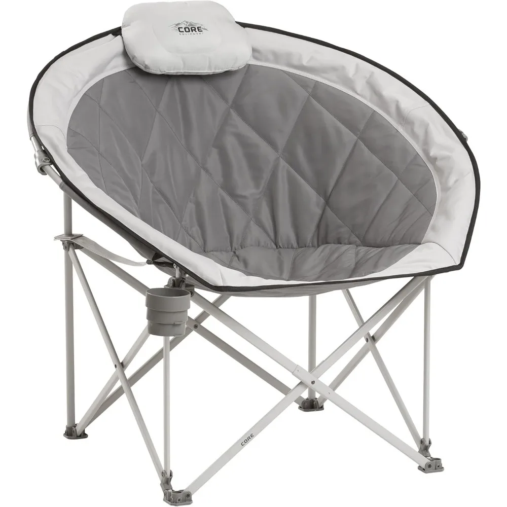 

CORE 40025 Equipment Folding Oversized Padded Moon Round Saucer Chair with Carry Bag, Gray, 44 in X 8 in X 8 In