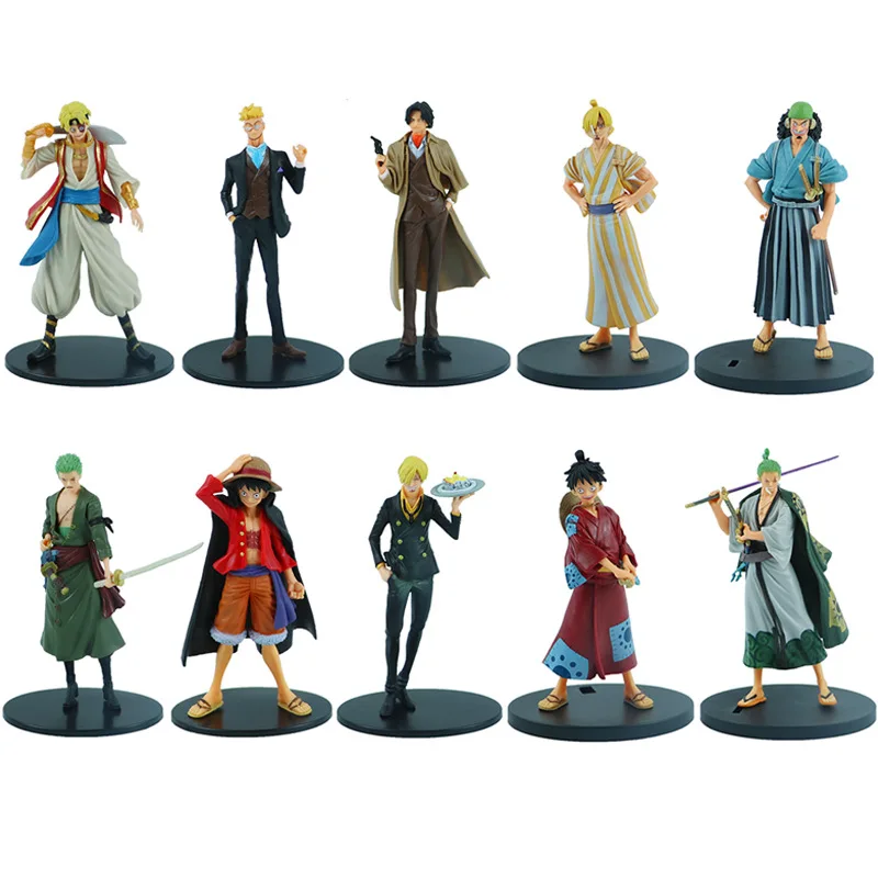 18cm Anime One Piece Figure Pirate Warriors Monkey D Luffy Roronoa Zoro Sanji Usopp Action Figures Collectible Model Toys